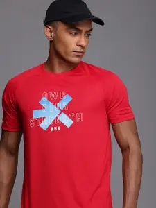 HRX by Hrithik Roshan Rapid-Dry Antimicrobial Finish Brand Logo Printed Training T-shirt