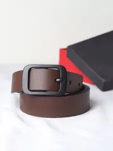 The Roadster Lifestyle Co. Men Brown Textured Leather Tang Closure Belt