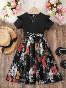 BAESD Girls Floral Print Fit & Flare Dress