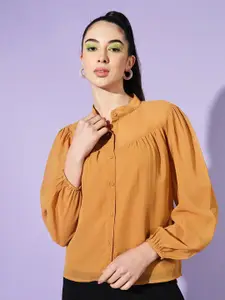 Slenor Band Collar Shirt Style Top