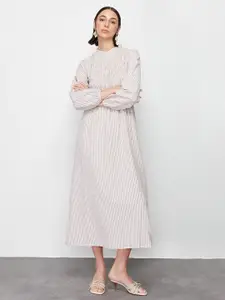 Trendyol Round Neck Striped A-Line Midi Dress