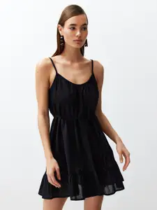 Trendyol Shoulder Straps Cotton Fit & Flare Mini Dress
