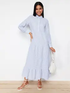 Trendyol Striped Long Sleeves Shirt Style Midi Dress