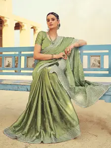 Satrani Floral Embroidered Pure Georgette Saree