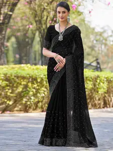 Satrani Embellished Beads and Stones Pure Georgette Chanderi Saree