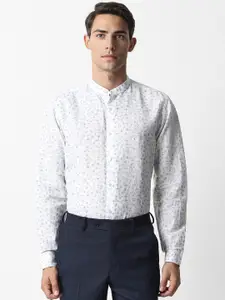 Van Heusen Floral Printed Mandarin Collar Long Sleeves Opaque Formal Shirt