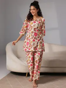 Libas Floral Printed Pure Cotton Night Suit