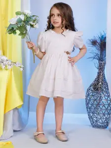 Peppermint Girls Peter Pan Collar Gathered Detailed Linen Fit & Flare Dress