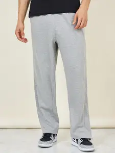 Styli Men Grey Oversized Straight Leg Cotton Terry Jogger with Popper Button