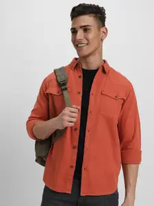 FOREVER 21 Spread Collar Long Sleeves Cotton Pockets Casual Shirt