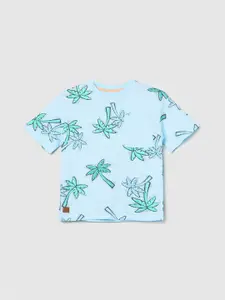 max Boys Tropical Printed Round Neck Pure Cotton Casual T-shirt