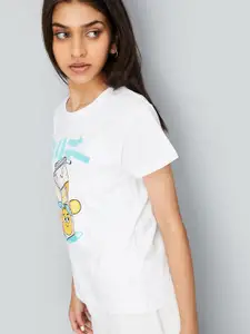 max Girls Graphic Printed Round Neck Pure Cotton T-shirt
