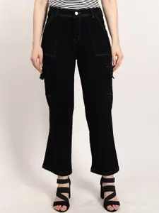 LIVE OK Women Boyfriend Fit High-Rise Clean Look Cotton Jeans