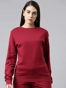 TWIN BIRDS Women Solid Cotton Sweatshirt