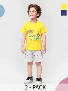 Toonyport Boys Pack Of 2 Printed T-shirt With Shorts