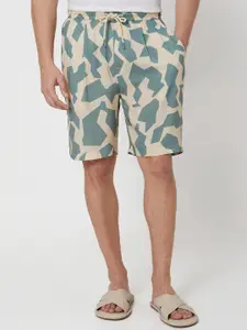 Mufti Men Mid-Rise Camouflage Printed Shorts