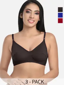 StyFun Pack of 3 Medium Coverage Non Padded Everyday Bras With All Day Comfort