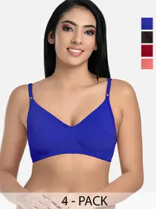 StyFun Pack of 4 Medium Coverage Non Padded Everyday Bras With All Day Comfort