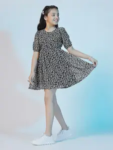 FASHION DREAM Girls Animal Printed Georgette Fit & Flare Dress