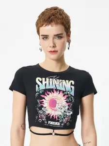 Koton Typography Printed Round Neck Short Sleeves Cotton T-shirt