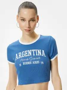 Koton Typography Printed Crop T-shirt