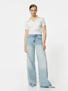 Koton Self Design Polo Collar Casual T-shirt