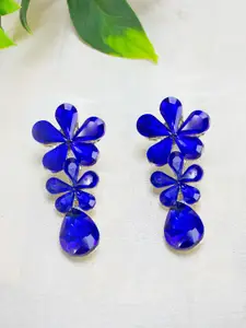 PRIVIU Crystal Floral Drop Earrings