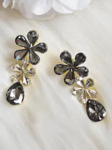PRIVIU Crystal Floral Drop Earrings
