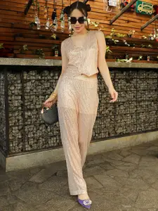 PINACOLADA Sequinned V-neck Top And Trouser