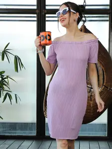 PINACOLADA Striped Off-Shoulder Bodycon Mini Dress