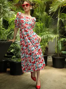 PINACOLADA Floral Print Puff Sleeve Blouson Dress