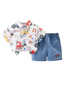 StyleCast x Revolte Boys Shirt Collar Short Sleeves Printed Shirt with Shorts