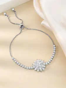 Peora Cubic Zirconia Silver-Plated Wraparound Bracelet
