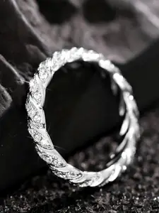 Peora Gold-Plated Cubic Zirconia Studded Finger Ring