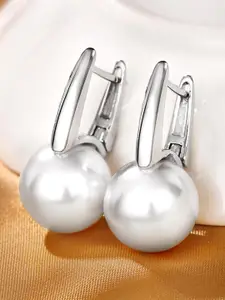 Peora Silver Plated Pearl Drop Earrings