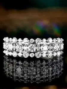 Peora Silver-Plated CZ-Studded Ring