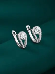 Peora Silver-Plated Cubic Zirconia Studded Contemporary Studs