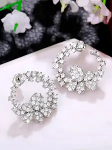 Peora Silver Plated Cubic Zirconia Stud Earrings
