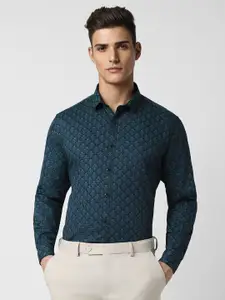 V Dot Slim Fit Ethnic Motifs Printed Pure Cotton Formal Shirt