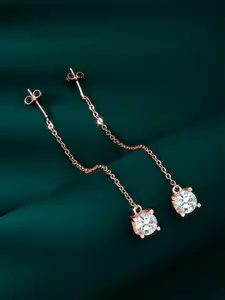 Peora Rose Gold Plated Cubic Zirconia Drop Earrings