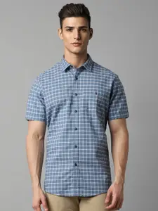 Louis Philippe Jeans Slim Fit Checked Spread Collar Cotton Casual Shirt