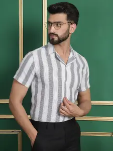 Indian Needle Classic Opaque Striped Cotton Wrinkle Free Formal Shirt