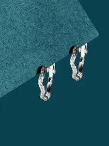 Accessorize London Women Silver Plated Cubic Zirconia Sparkle Wiggle Hoop Earrings
