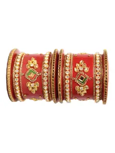 Veoni BELLE Set of 2 Brass-Plated AD Stone Studded Bangle