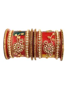 Veoni BELLE Set of 2 Gold-Plated AD Stone Studded  & Bedded Bangle