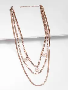 Rubans Voguish Brass Rose Gold-Plated Layered Necklace