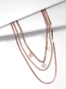 Rubans Voguish Rose Gold-Plated Layered Necklace