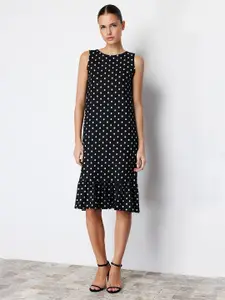 Trendyol Polka Dots Printed Round Neck Sleeveless A-Line Dress