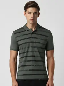 Van Heusen Striped Polo Collar Short Sleeves T-shirt