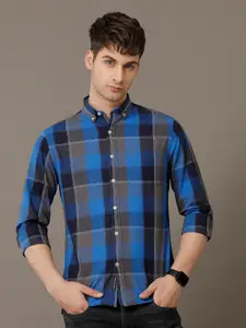Double Two Comfort Slim Fit Buffalo Checked Button-Down Collar Oxford Cotton Casual Shirt